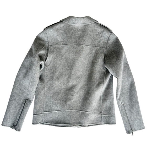 NWT Theory wool cashmere moto jacket zip snap buckle belt gray Tralsman DF large - Picture 13 of 16
